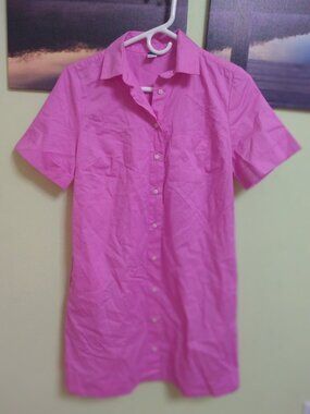 Womens XS Old Navy collared, button down, pink, baby doll dress.